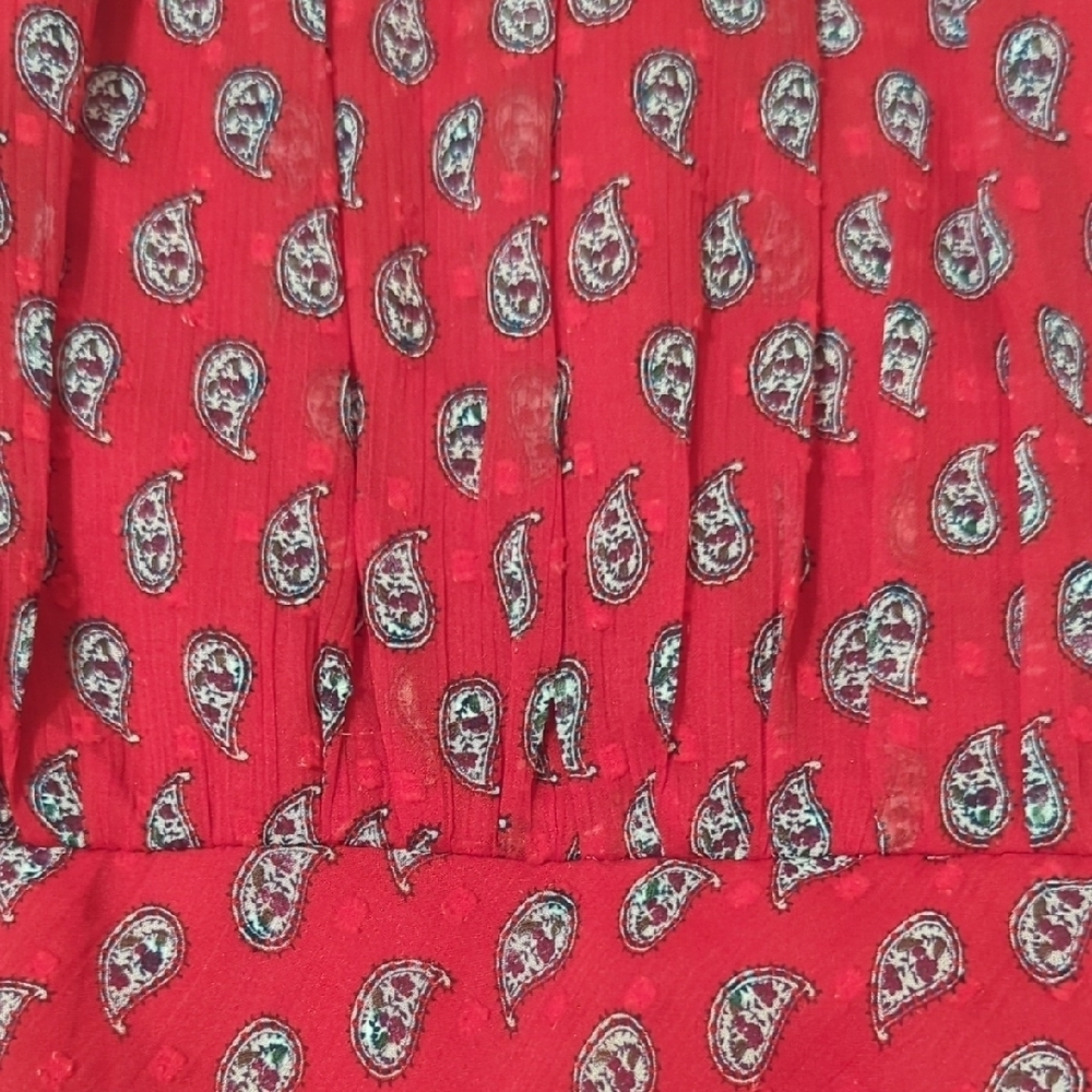 LOFT Paisley Mini Dress, Color Red/White Size 8 - Picture 12 of 16